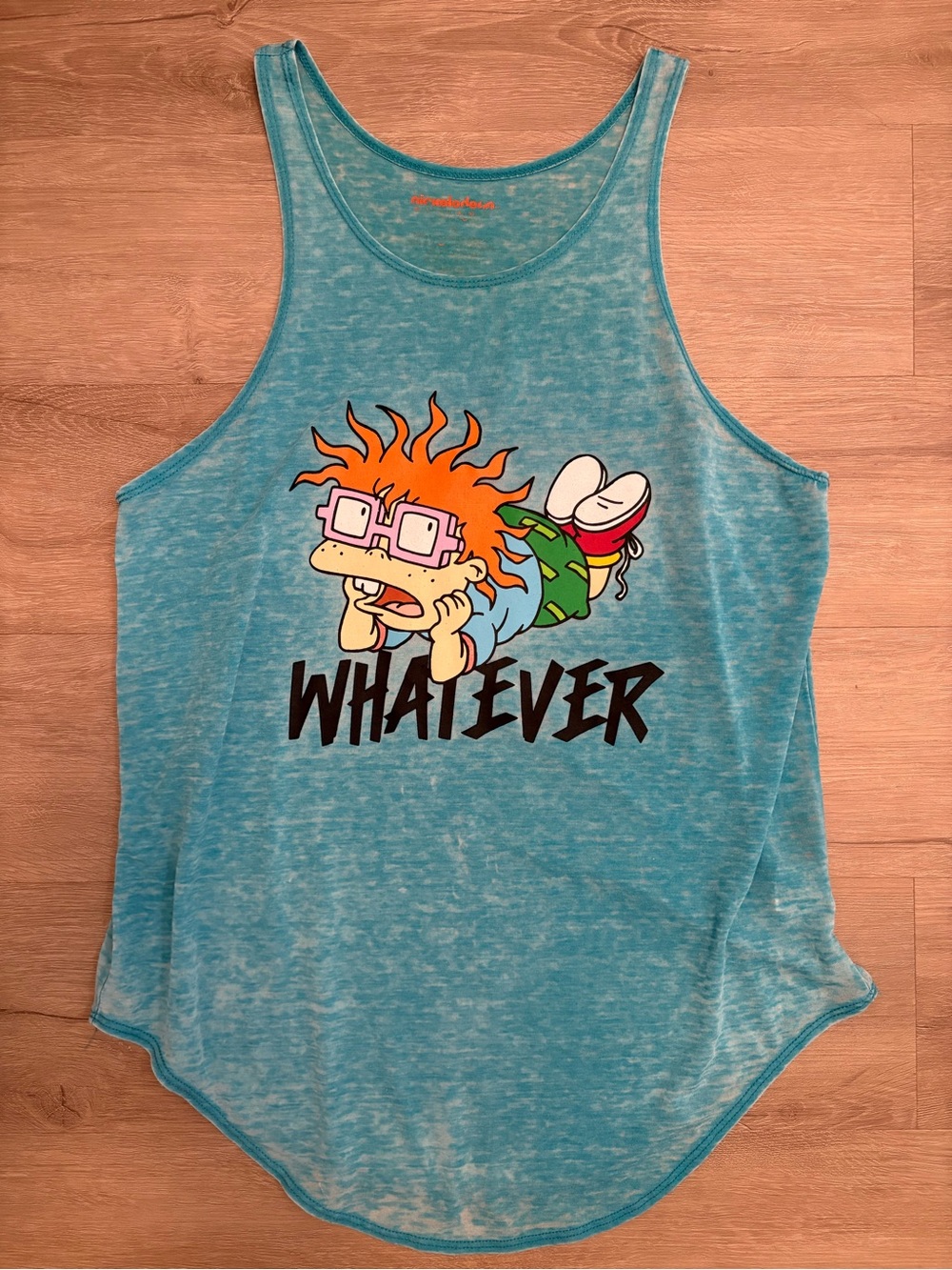 Nickelodeon Aqua Tank Top with Colorful Rugrats Chuckie Graphic